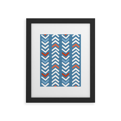 Avenie Abstract Chevron Blue Framed Art Print