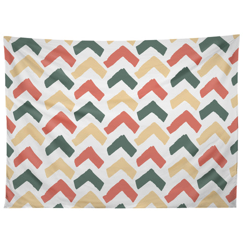 Avenie Abstract Herringbone Colorful Tapestry