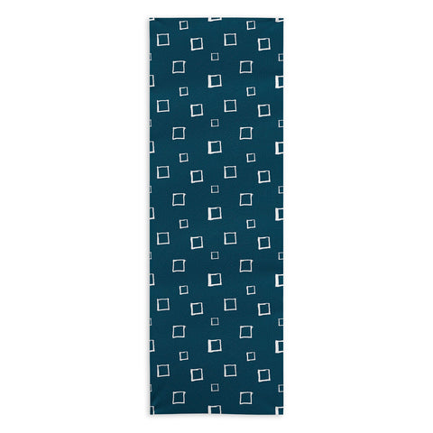 Avenie Abstract Squares Navy Blue Yoga Towel