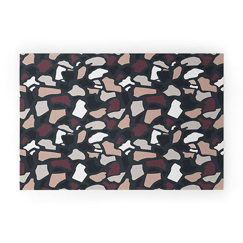 Avenie Abstract Terrazzo Black Welcome Mat