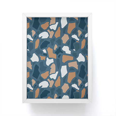 Avenie Abstract Terrazzo Dark Blue Framed Mini Art Print