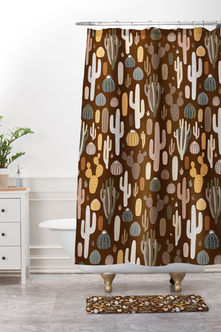 Avenie After the Rain Cactus Medley I Shower Curtain And Mat