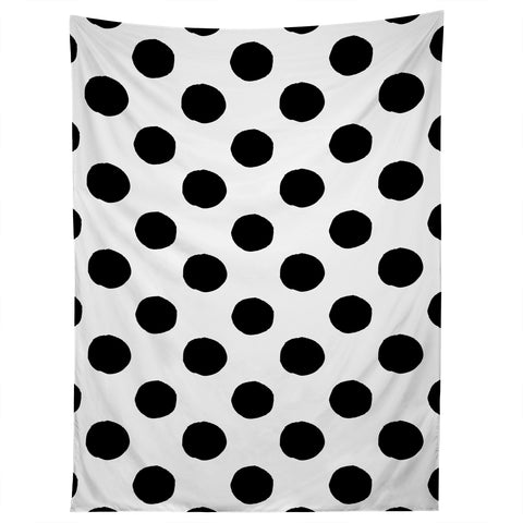 Avenie Big Polka Dots Black and White Tapestry