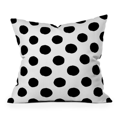 Avenie Big Polka Dots Black and White Throw Pillow