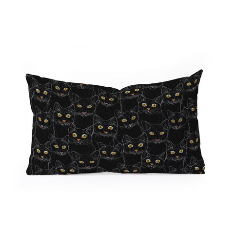 Avenie Black Cat Portraits Oblong Throw Pillow