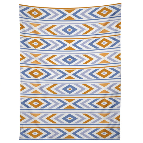 Avenie Boho Horizon Blue and Orange Tapestry