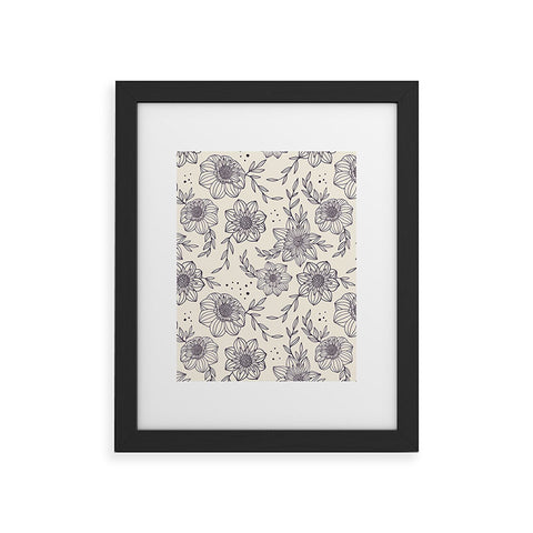 Avenie Dahlia Lineart Black and White Framed Art Print