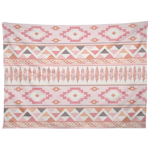 Avenie Feather Aztec Pink Tapestry