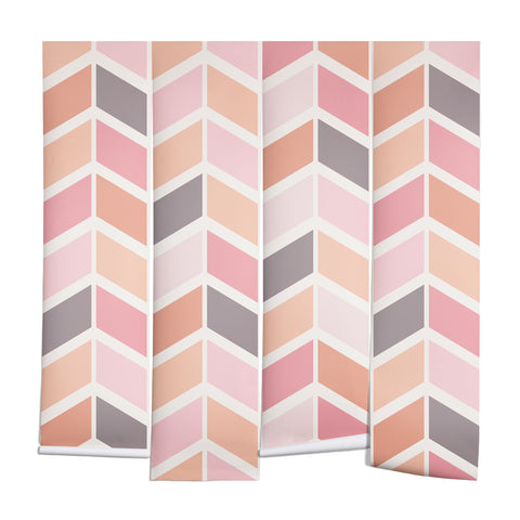 Avenie Herringbone Vintage Pink Wall Mural