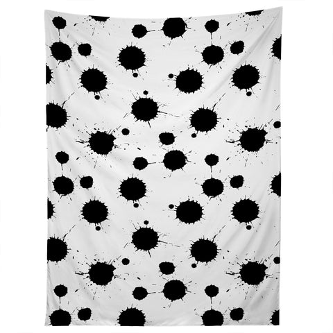 Avenie Ink Blotches Black and White Tapestry