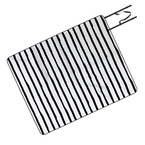 Avenie Ink Stripes Black and White II Picnic Blanket