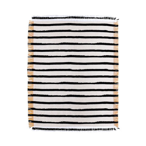 Avenie Ink Stripes Black and White II Throw Blanket