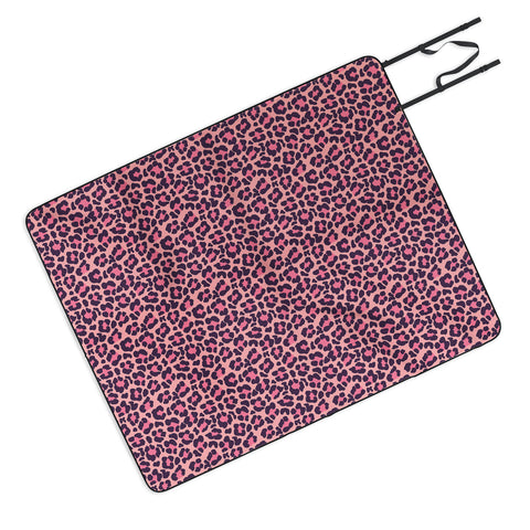Avenie Leopard Print Coral Pink Picnic Blanket