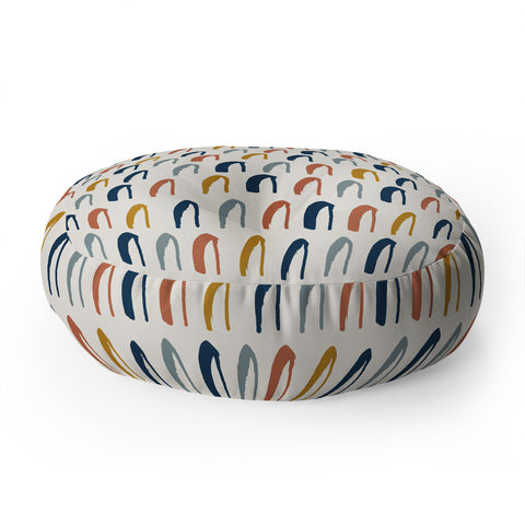 Avenie Little Arches Blue and Yellow Floor Pillow Round