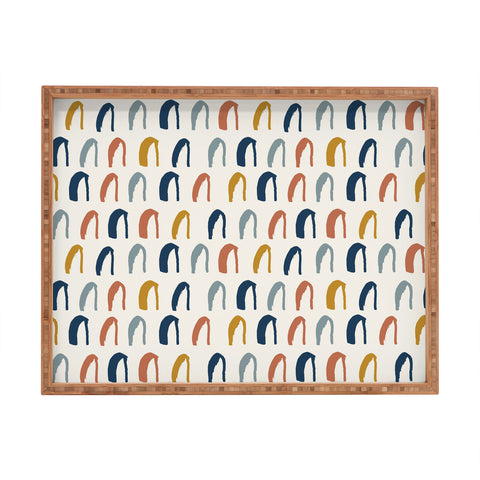Avenie Little Arches Blue and Yellow Rectangular Tray