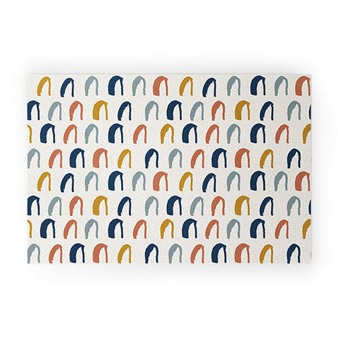 Avenie Little Arches Blue and Yellow Welcome Mat