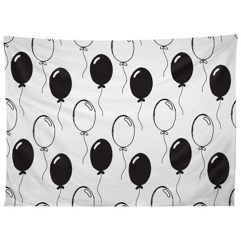 Avenie Party Balloons Black and White Tapestry
