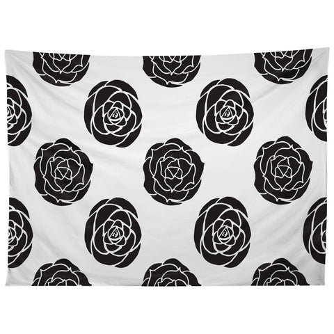 Avenie Roses Black and White Tapestry