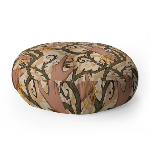 Avenie Secret Garden Pastel Petal III Floor Pillow Round