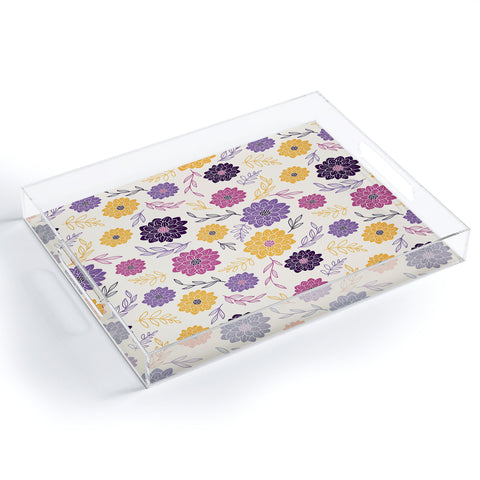 Avenie Simple Dahlias Purple Acrylic Tray