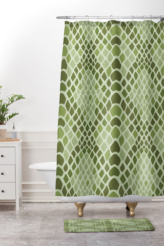 Avenie Snake Skin Green Shower Curtain And Mat