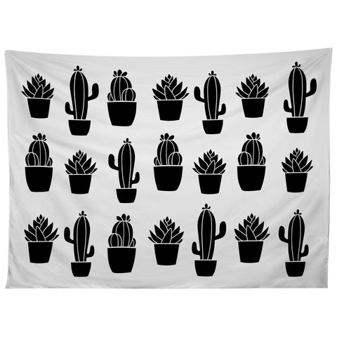 Avenie Succulents Black and White Tapestry