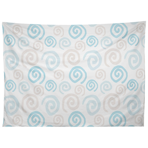 Avenie Swirl Pattern Blue and Gray Tapestry