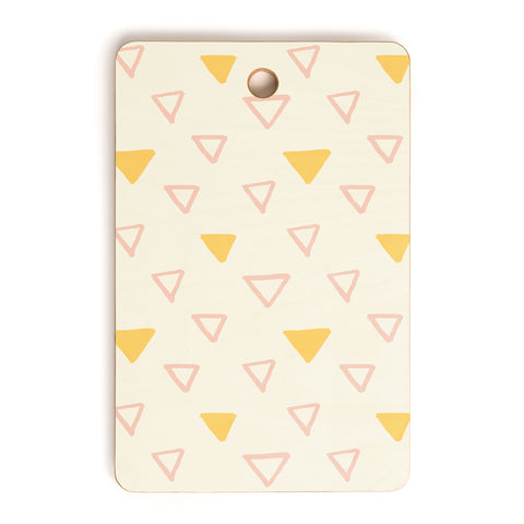 Avenie Triangles Pink and Yellow Cutting Board Rectangle