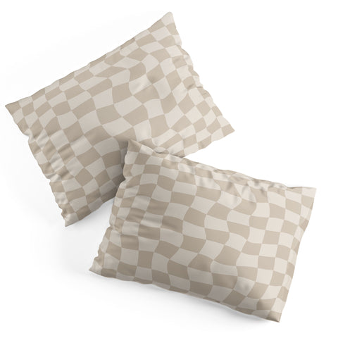 Avenie Warped Checkerboard Neutral Pillow Shams