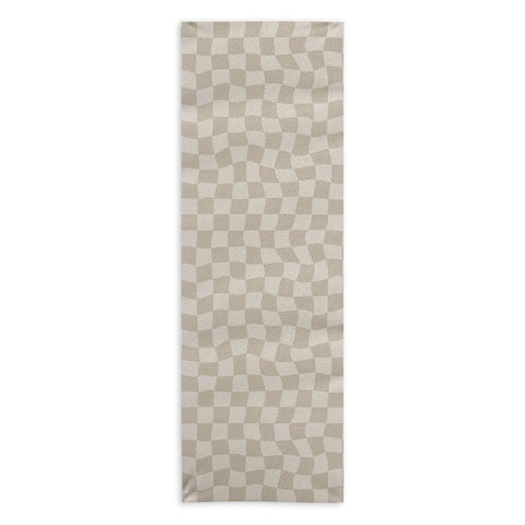 Avenie Warped Checkerboard Neutral Yoga Towel