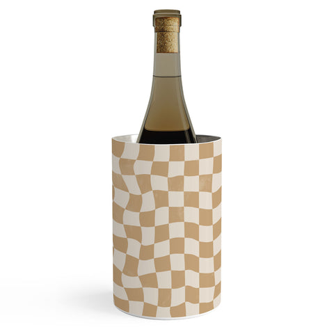 Avenie Warped Checkerboard Tan Wine Chiller