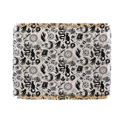 Avenie Witch Vibes Black and White Throw Blanket