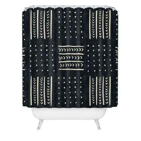 Becky Bailey Mud cloth in black and white Shower Curtain