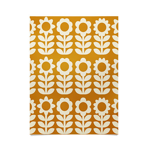 Becky Bailey Retro Flower Garden in Gold Poster