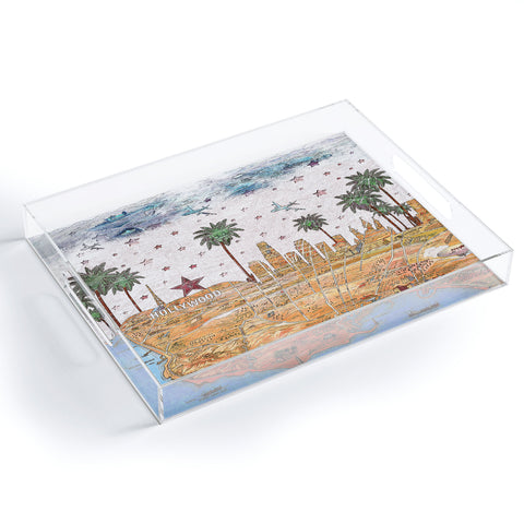 Belle13 Los Angeles Skyline Old Map Acrylic Tray