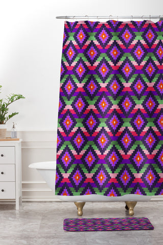 Bianca Green Aztec Diamonds Fiesta Shower Curtain And Mat