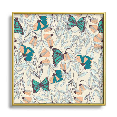 BlueLela Monarch garden 003 Square Metal Framed Art Print