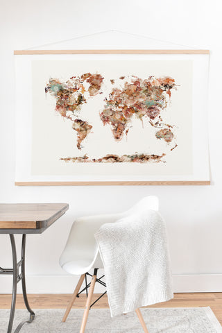 Brian Buckley world map watercolor Art Print And Hanger