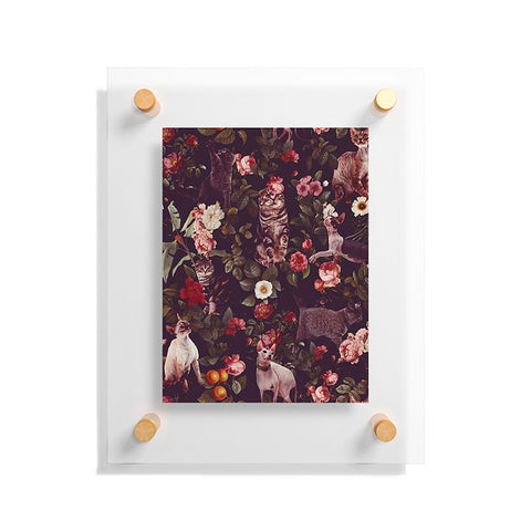 Burcu Korkmazyurek Cat and Floral Pattern Floating Acrylic Print