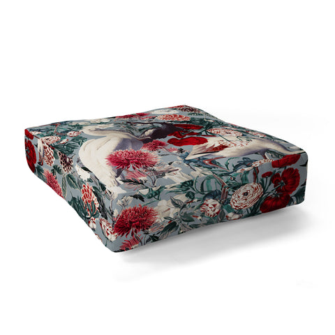 Burcu Korkmazyurek FLORAL AND BIRDS XIV B Floor Pillow Square