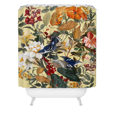 Burcu Korkmazyurek Floral and Birds XXIX Shower Curtain