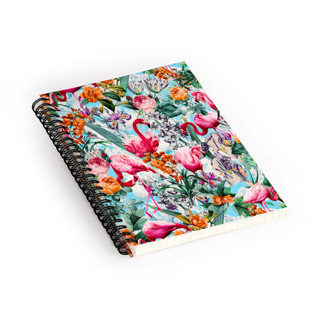 Burcu Korkmazyurek Floral and Flamingo VII Spiral Notebook