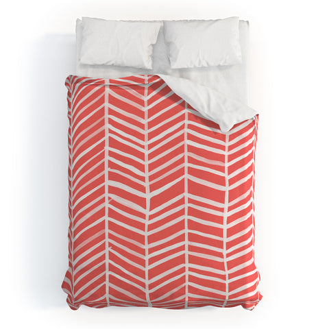 Cat Coquillette Herringbone Coral Duvet Cover