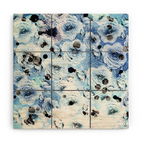 CayenaBlanca Blue Roses Wood Wall Mural