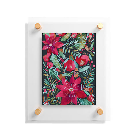 CayenaBlanca Watercolour Christmas Flowers Floating Acrylic Print