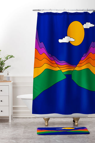 Circa78Designs Rainbow Ravine Shower Curtain And Mat