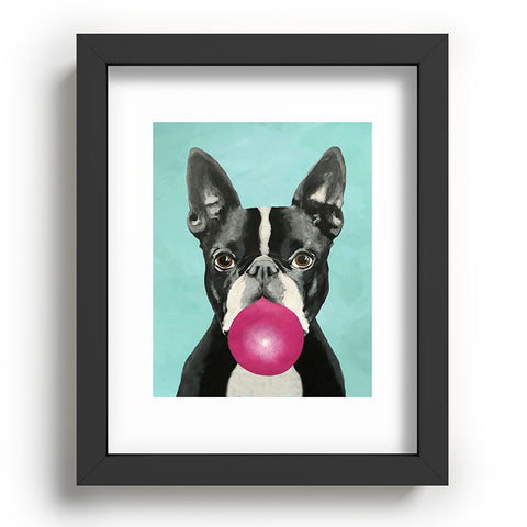 Coco de Paris Boston Terrier blowing bubblegum Recessed Framing Rectangle