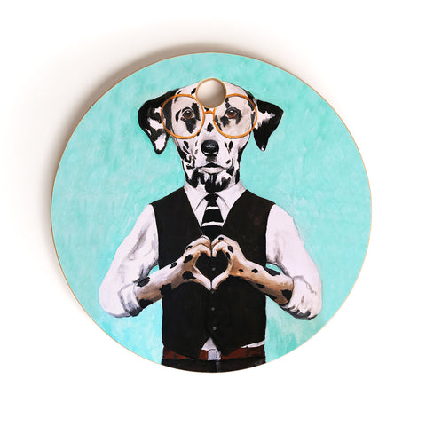 Coco de Paris Dalmatian with finger heart Cutting Board Round