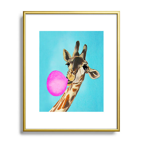Coco de Paris Giraffe blowing bubblegum Metal Framed Art Print