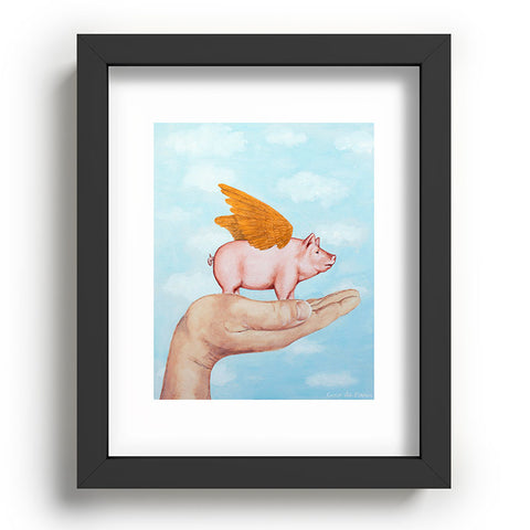Coco de Paris Pig with Golden wings Recessed Framing Rectangle